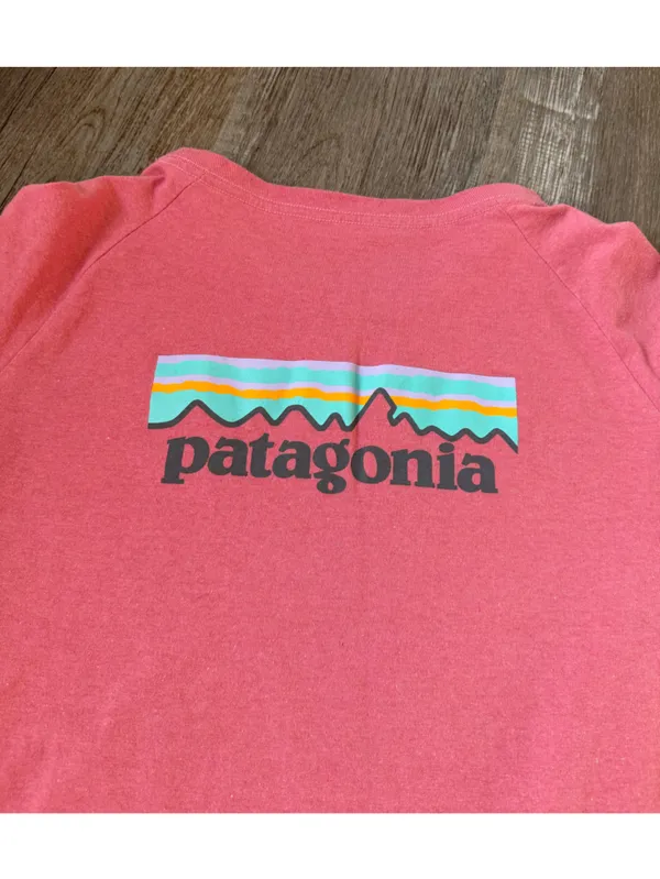 Patagonia Responsibilitee Graphic Logo Long Sleeve T-shirt Reg Fit Pink Size S - Image 5