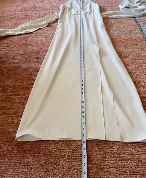 ZARA Ivory Wrap Style MIXED SEMI-SHEER SLIP DRESS size S - Image 5