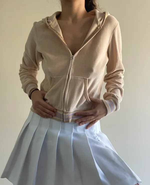 Gap Beige 2003  holiday Velour Zip Up - Image 3