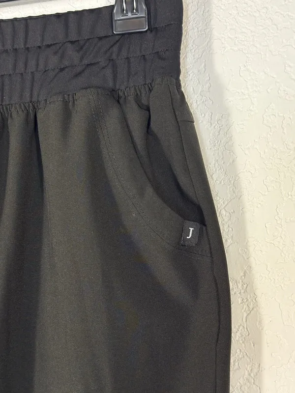 Jaanuu Womens M All-Day Performance Scrub Pants Black Cargo Tulip Hem Stretch - Image 5