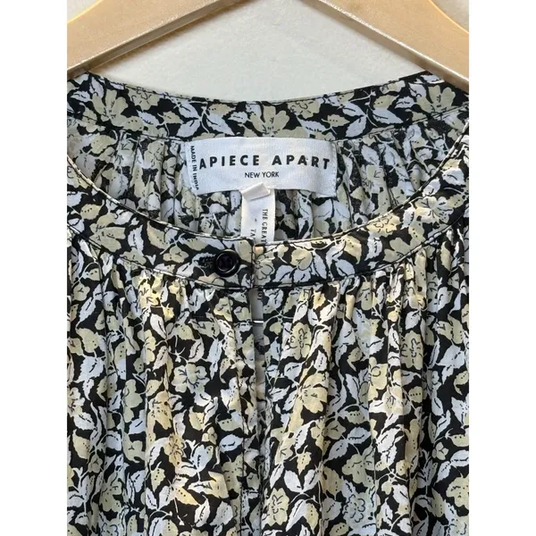 Apiece Apart Dress Womens XS Black Yellow Floral Organic Cotton Mini Summer - Image 11