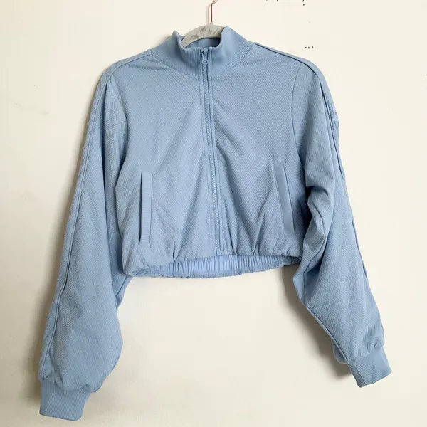 Alo Yoga Cropped Doubles Only Full Zip Jacket Seashell Blue S - Image 2