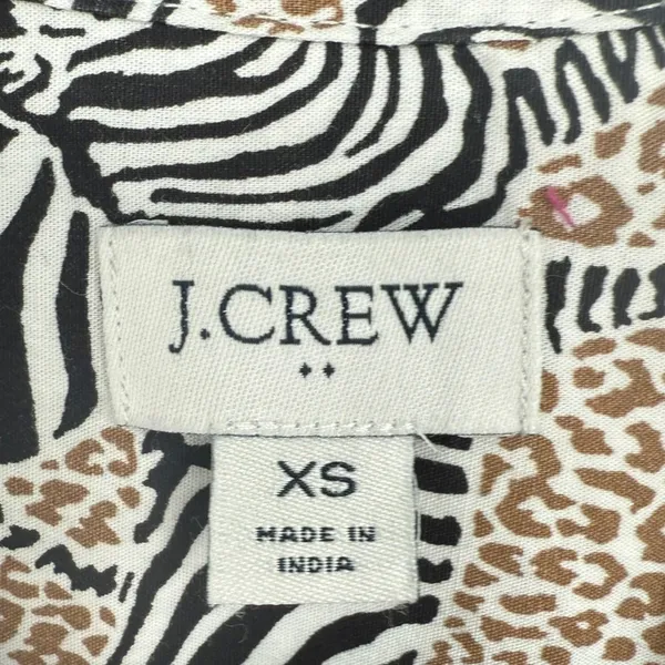 J.Crew Animal Print Novelty Zebra Leopard Long Sleeve Tiered‎ Mini Dress Size XS - Image 2