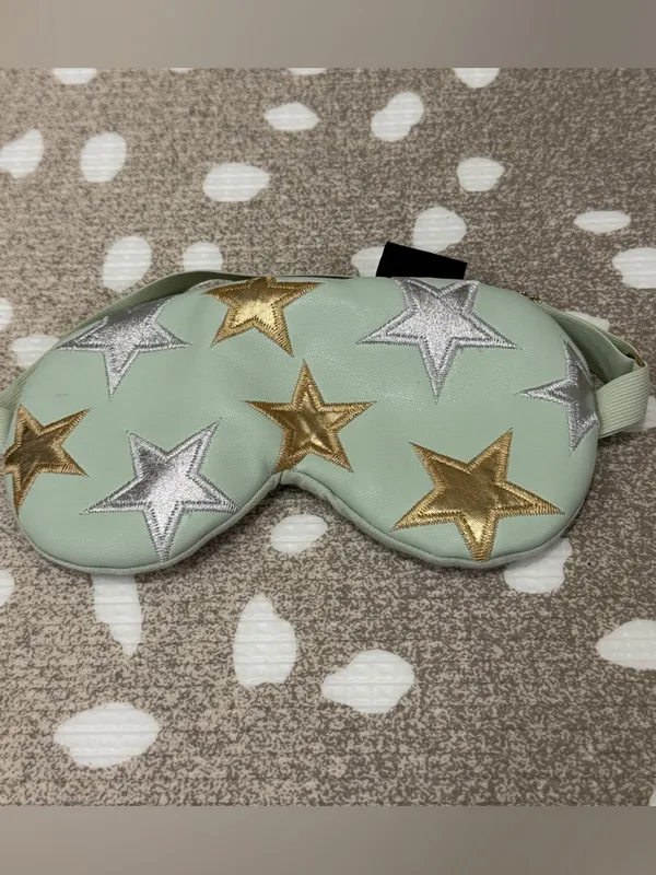 Free People x understated eye mask embroidered starry gold mint travel - Image 8