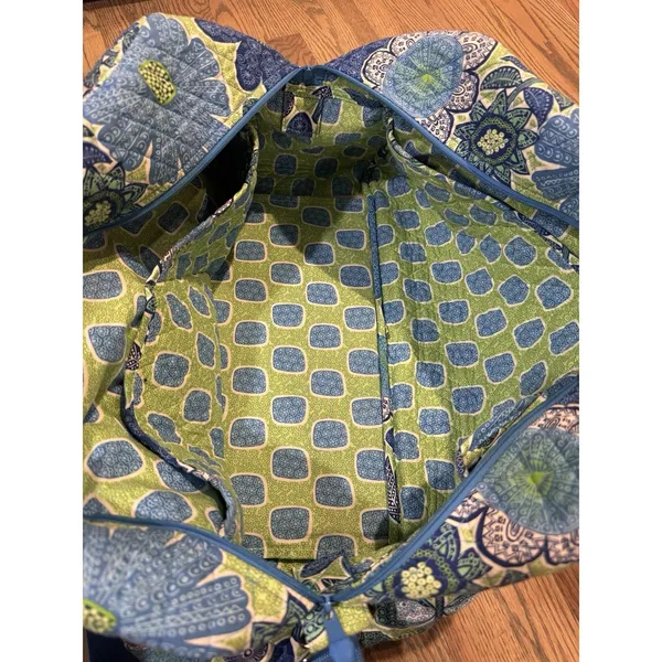 VERA‎ BRADLEY Iconic GRAND Weekender Travel Bag Daisy Doodle Green Blue Y2K - Image 10