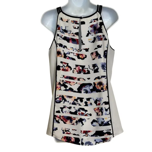 WHITE HOUSE BLACK MARKET Abstract Floral Striped Tank Top NWOT‎ Size Medium - Image 5