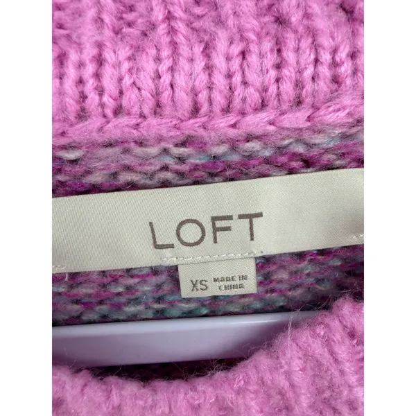LOFT Womens Sweater Multicolor Striped‎ Space Dye Knit Crew Neck XS - Image 4