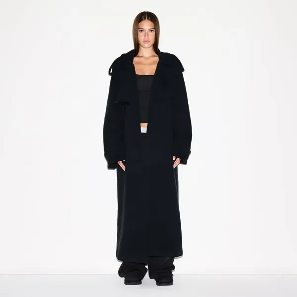 SKIMS NWT Boyfriend Fleece Oversized Trench Coat - Onyx XS - Image 2