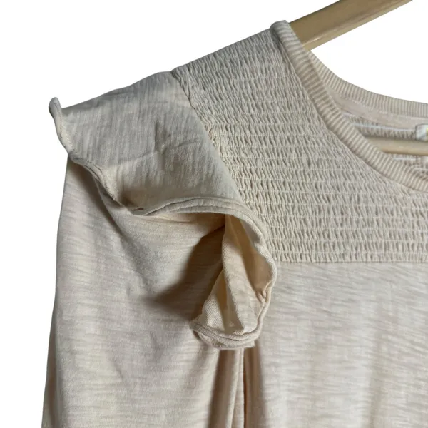 Nation LTD Dalila Victorian Crewneck Ruffled Slub Cotton Tee Antique Cream L - Image 7