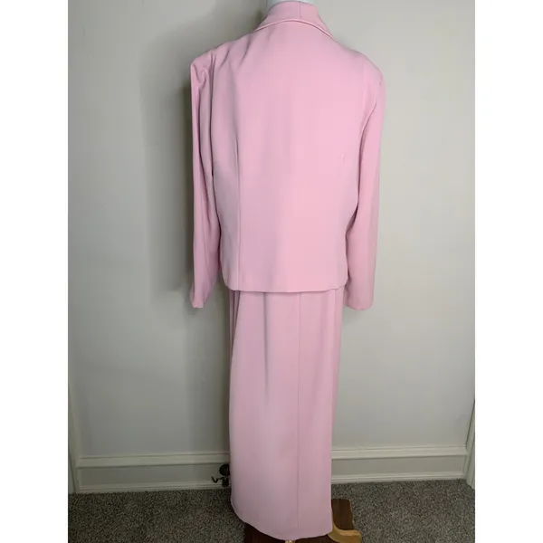 Vintage Pink Sheath Maxi Dress w Blazer Formal Wedding Embellished Sz 16 - Image 4