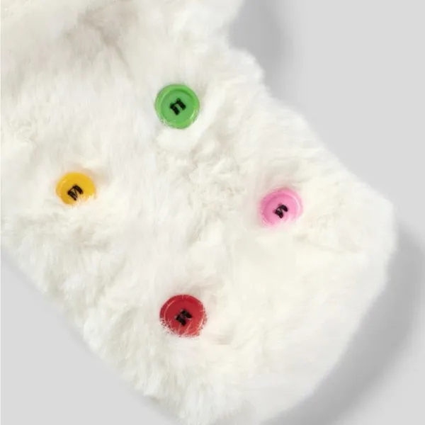 Halara Women White Faux Fur Decorative Button Scarf Winter Warm Snuggly One Size - Image 5