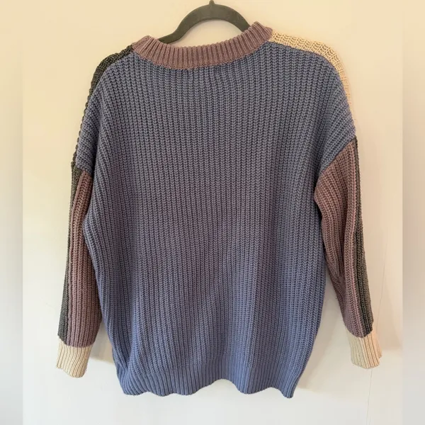 Entro Color-Block Boho Long Sleeve Crew Neck Sweater Top size large - Image 6