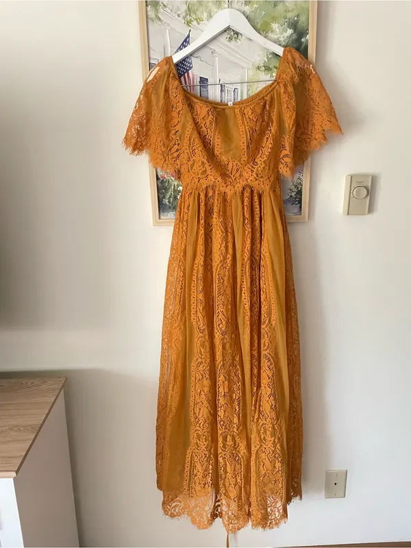 Baltic Born Caroline Lace Maxi Dress Mustard Yellow Small New - Image 5