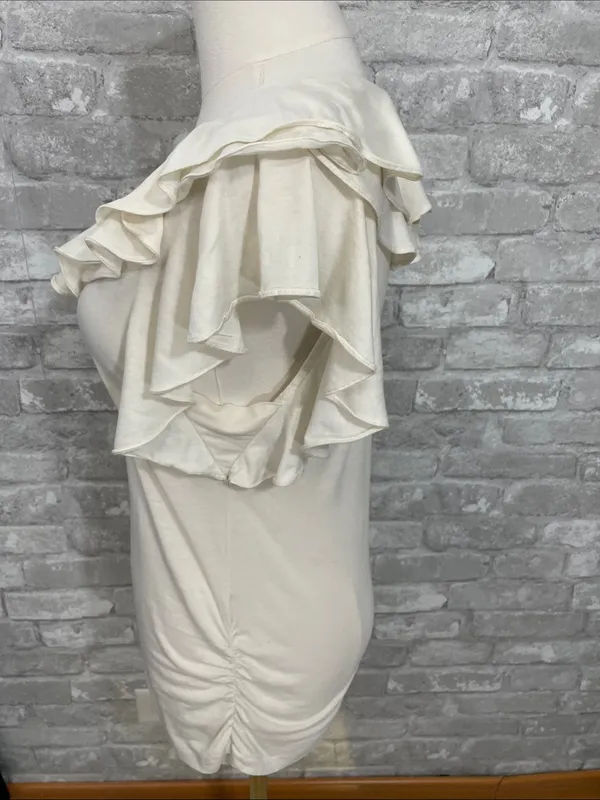 Ralph Lauren Sport Cream Ruffle V-Neck Blouse - Image 2