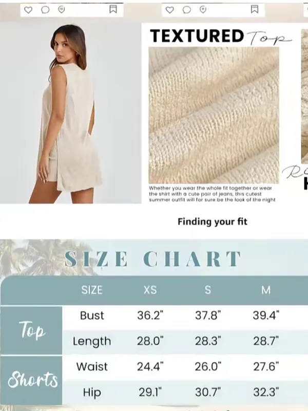 Uaneo 2 Piece Outfit Summer Knit Sweater Set Sleeveless Tunic top and short teal - Image 3
