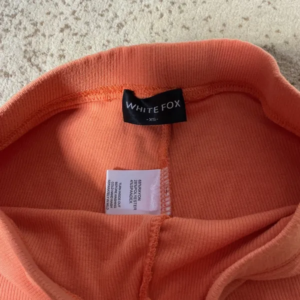 White Fox Boutique Project 5 Ribbed Biker Shorts Orange Coral XS Logo Streetwear - Image 4