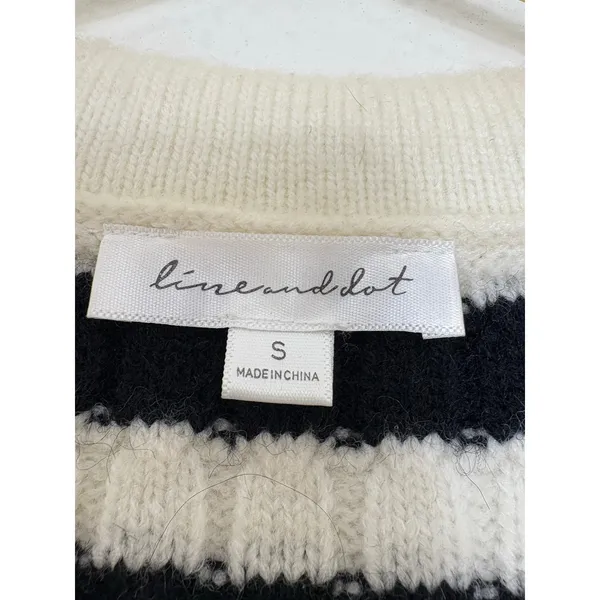 Anthropologie Line + Dot Laurel Cropped Knit Cardigan Size Small Black Striped - Image 6