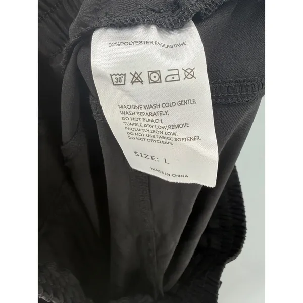 UPGET Womens Capri Pants Black Athletic‎ Drawstring Zipper Pockets L Size L - Image 4