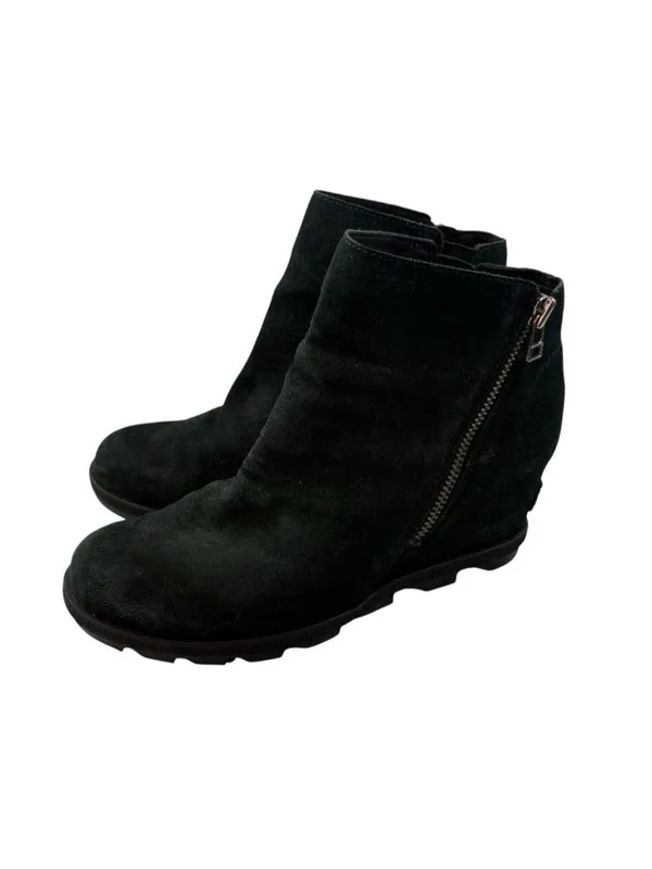 Sorel Joan of Arctic Wedge II Chelsea Boots Women’s Size 9.5 Black Suede Leather - Image 8