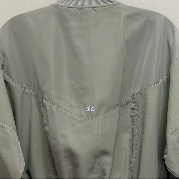 ALO Mixed Media Reinvention Bomber Jacket Limestone Green - Image 11