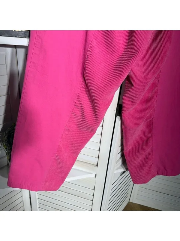 Vintage 90s hot pink pants cotton wide legs high waist 2 pockets sz M - Image 10