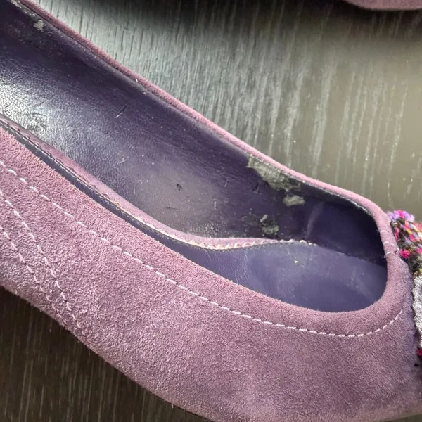 Hype Sarafina Purple Suede Kitten Heels Pointed Toe Embellished Pumps Womens 8M - Image 10