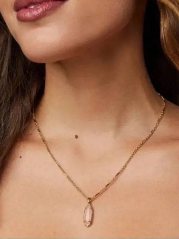 Kendra Scott Eva 14K Gold Over Brass Drop Earrings & Necklace-Rose Quartz - Image 11