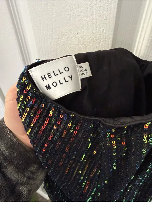 Hello Molly Iridescent Sequin Cutout Mini Dress - Black with Multicolor Sparkle - Image 6