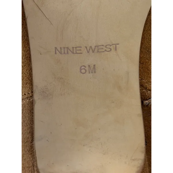 Nine West Tan Faux Suede Slouchy Pointed Toe Kitten Heel Boots Size 6M - Image 6