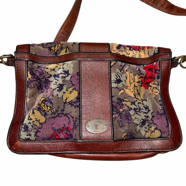 Fossil Reissue Floral Velvet Crossbody Bag Purse - Image 3