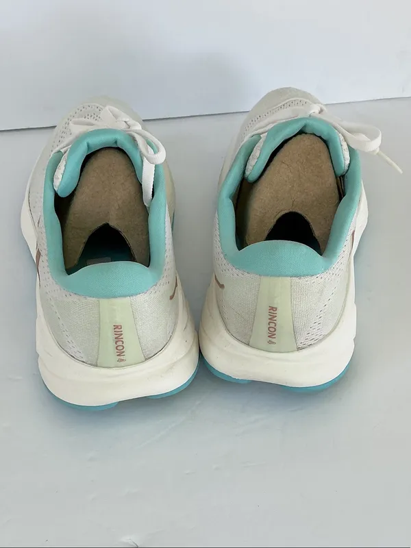 Hoka Rincon 4 White and Teal Women's Running Shoes - Image 5