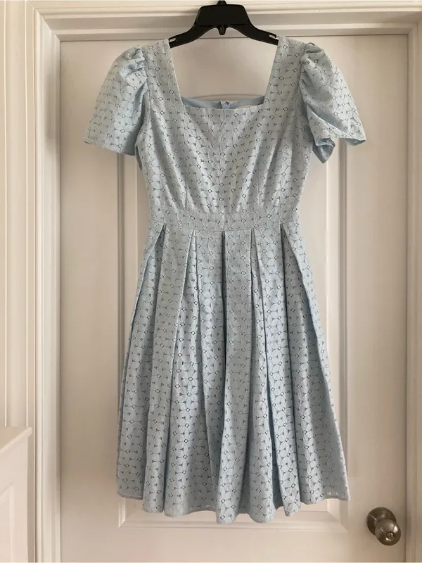 Rachel Parcell Powder Blue Eyelet Square-Neck Midi Dress - Image 5