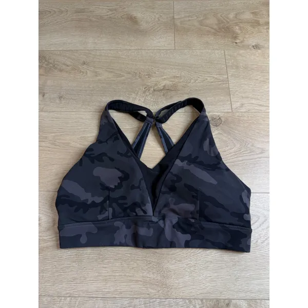 Zyia Active Camo adjustable mesh sports bra gray black padded size L - Image 3