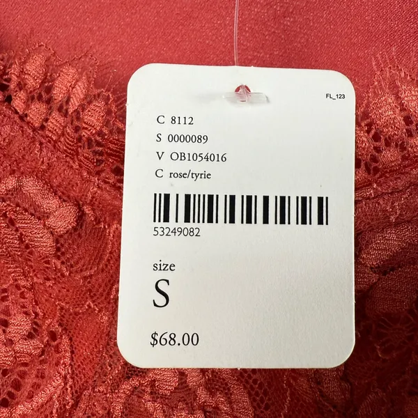 NWT Free People Long Sleeve Lace Trim Blouse‎ in Rose Size Small - Image 5