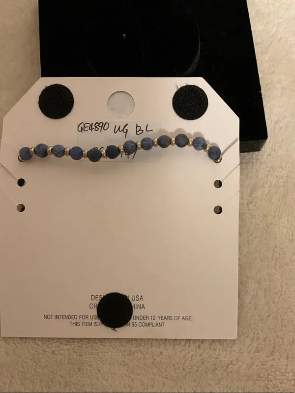 Pomina Blue Beaded Bracelet with Gold Heart Charm - Image 2