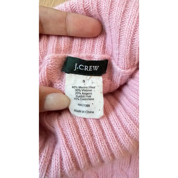 J. Crew Woman's Y2K Wool Blend Cable Knit Turtleneck Sweater Size Small - Image 6