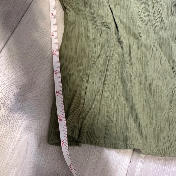 Abercrombie & fitch crinkle‎ textured gauze olive green pull on wide leg pants L - Image 7