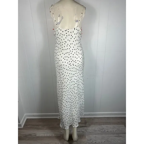 RIXO For Target Polka Dot Sleeveless Maxi Slip Dress Red Floral Ruffle Size M - Image 3