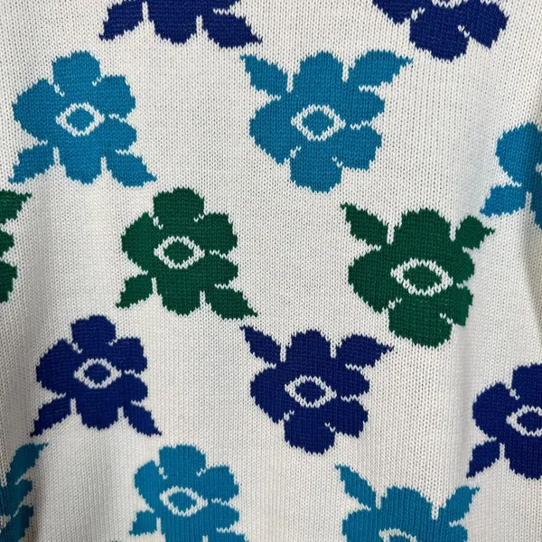 Cristin Stevens Vintage Floral Daisy Short Sleeve Knit Blouse Size Medium - Image 6