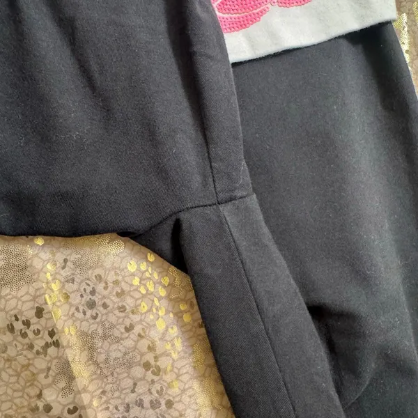Victorias Secret Vintage White Pink Sequin Angel Wing Foldover Leggings Med - Image 5