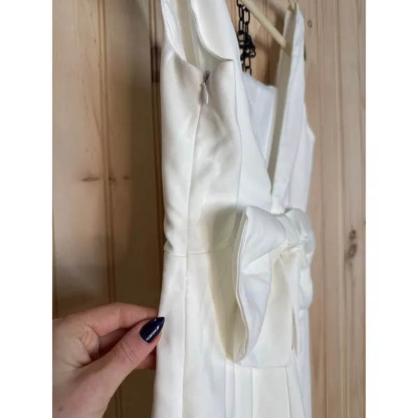 Lulus Blissfully Beaming White Sleeveless Bow Mini Dress Party Bridal Medium - Image 8