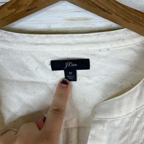 J. Crew Ivory Speckled Splitneck Peasant Puff Sleeve donegal flannel Blouse - Image 3