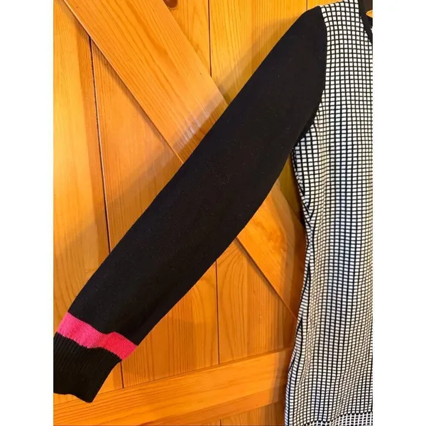 Kataya Black White Pink Long Sleeve Sheath Sweater Dress Size Large (6471) - Image 4