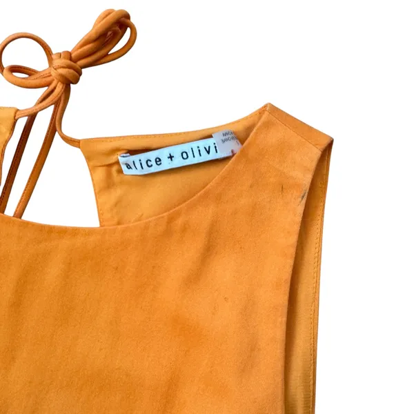 Alice + Olivia Tiered Midi Dress Tangerine Orange - Image 3