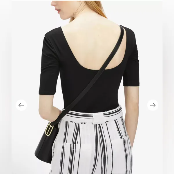 New! Ted‎ Baker Short Sleeve Hayyzel Square Neck Black Bodysuit Sz 1 US XS - Image 2
