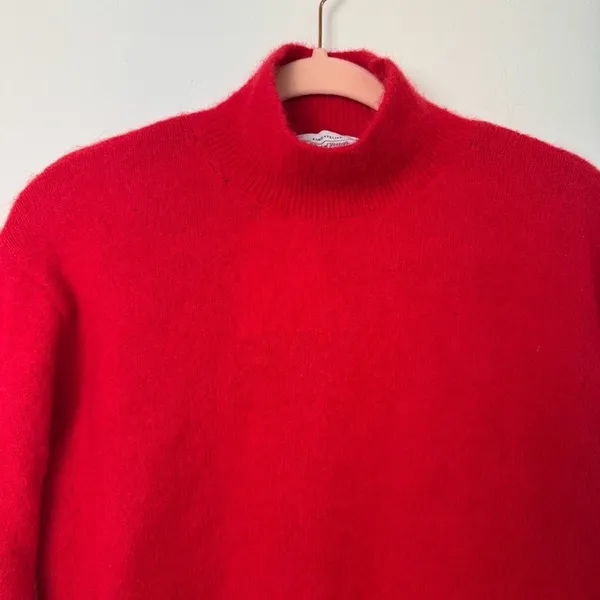 NWT & Other Stories Red Mohair Wool Rhinestone Cropped Sweater XS - Image 8