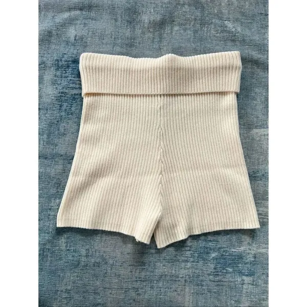 NWT! Princess Polly Cream Ribbed Knit Jhett Shorts US Size 14 - Image 3