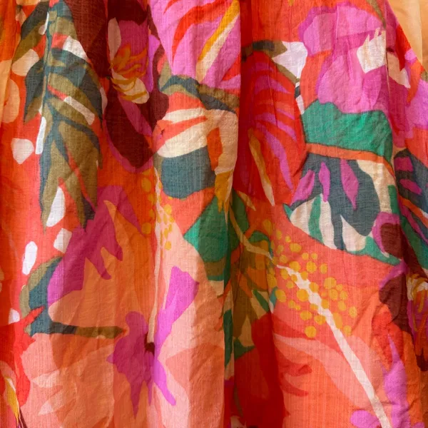 1. State Halter Neck Leaf Print Mini Dress Ruffle Hem‎ Tropical Art Spring XL - Image 4