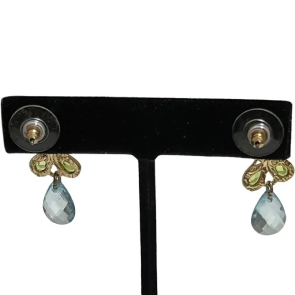 Light Blue Green Teardrop Crystal Necklace Earring Gold Tone Set 2028 Brand - Image 8
