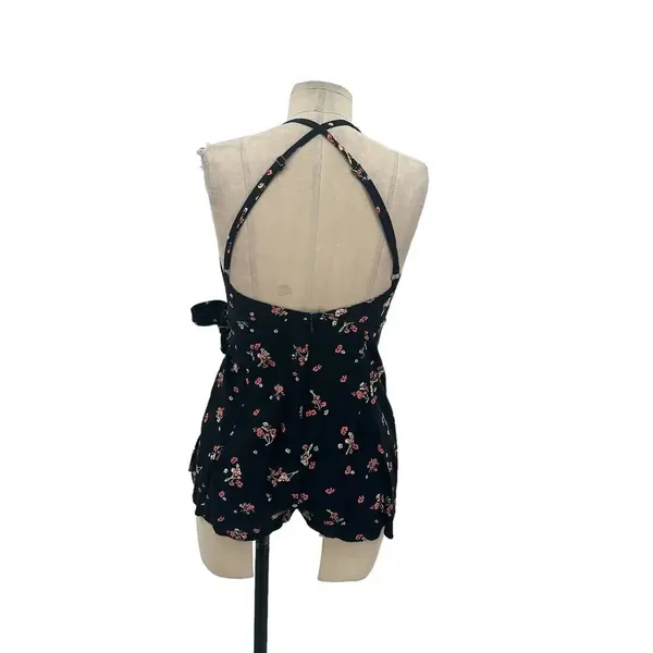 Free People Tango at Night Black Floral‎ Print Wrap Romper Size 2 - Image 7